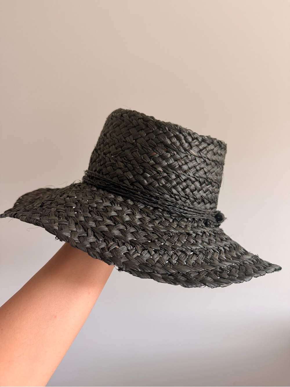 Liz Claiborne Black Braided Straw Fedora Sun Hat